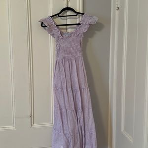 XXS Hill House Nap Dress - lilac stripe linen